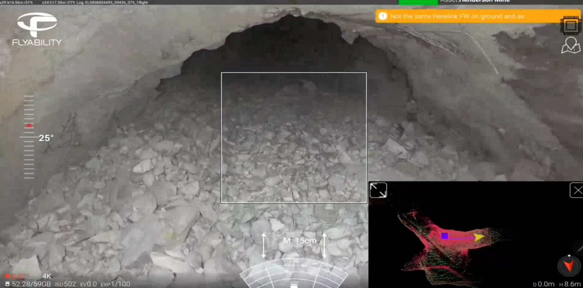 Inspekcja przodka dronem w kopalni